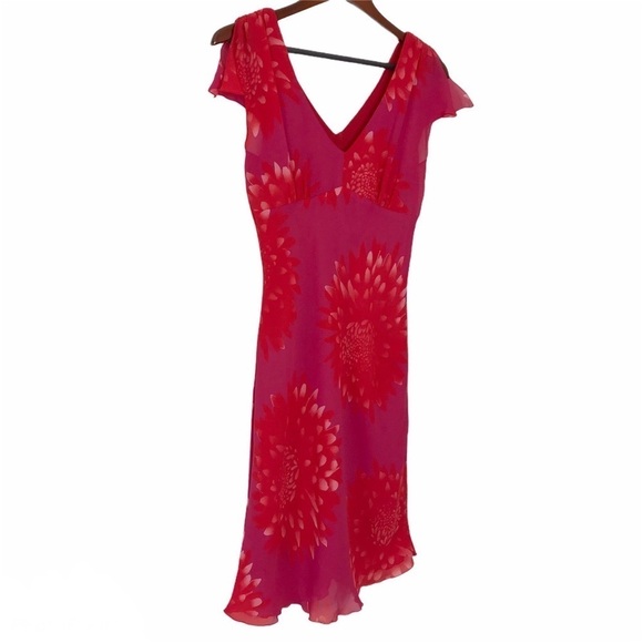 My Michelle VINTAGE 90s Red Floral Midi Slip Dress Chiffon 7/8 (Modern Small) - Picture 4 of 16